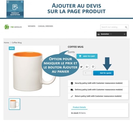 Devis Produit, Autoriser le client à demander un devis