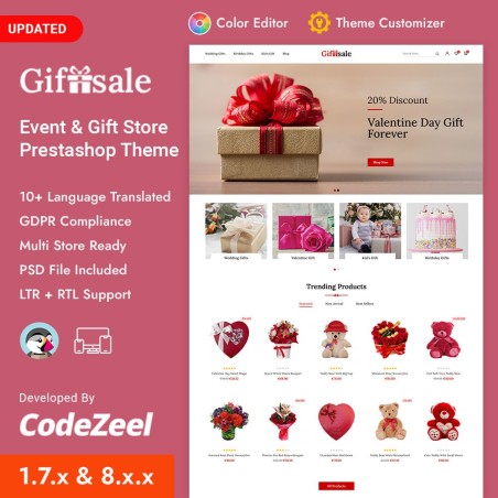 Giftsale - Online Gift Shopping Le thème Prestashop Online Gift Sho...