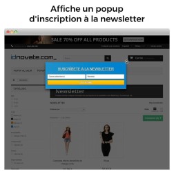 Popup (à l'entrée, sortie - exit popup, ajout de produit) et Newsle...