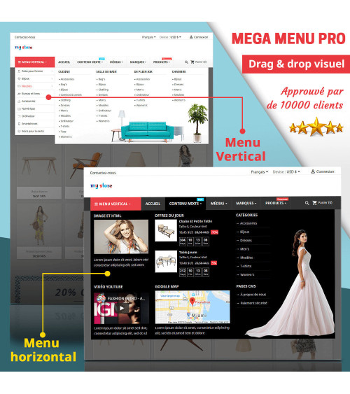 Mega Menu PRO - Navigation et menu supérieur avancé Le module de me...