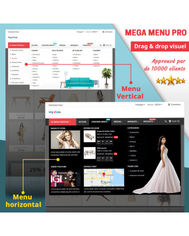 Mega Menu PRO - Navigation et menu supérieur avancé Le module de me...